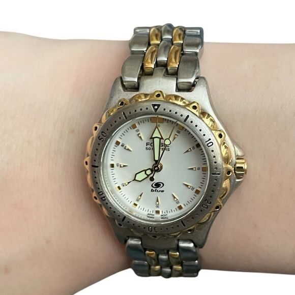 Fossil Two-Tone Silver Gold Stainless Steel Quartz Watch White Dial - Picture 2 of 4
